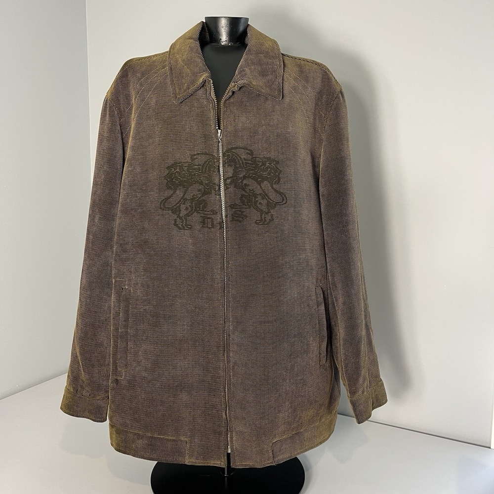 Pronti Blazer Mens XL‎ Brown Lion Print Full Zip Jacket Unique Dress Up/Casual**
